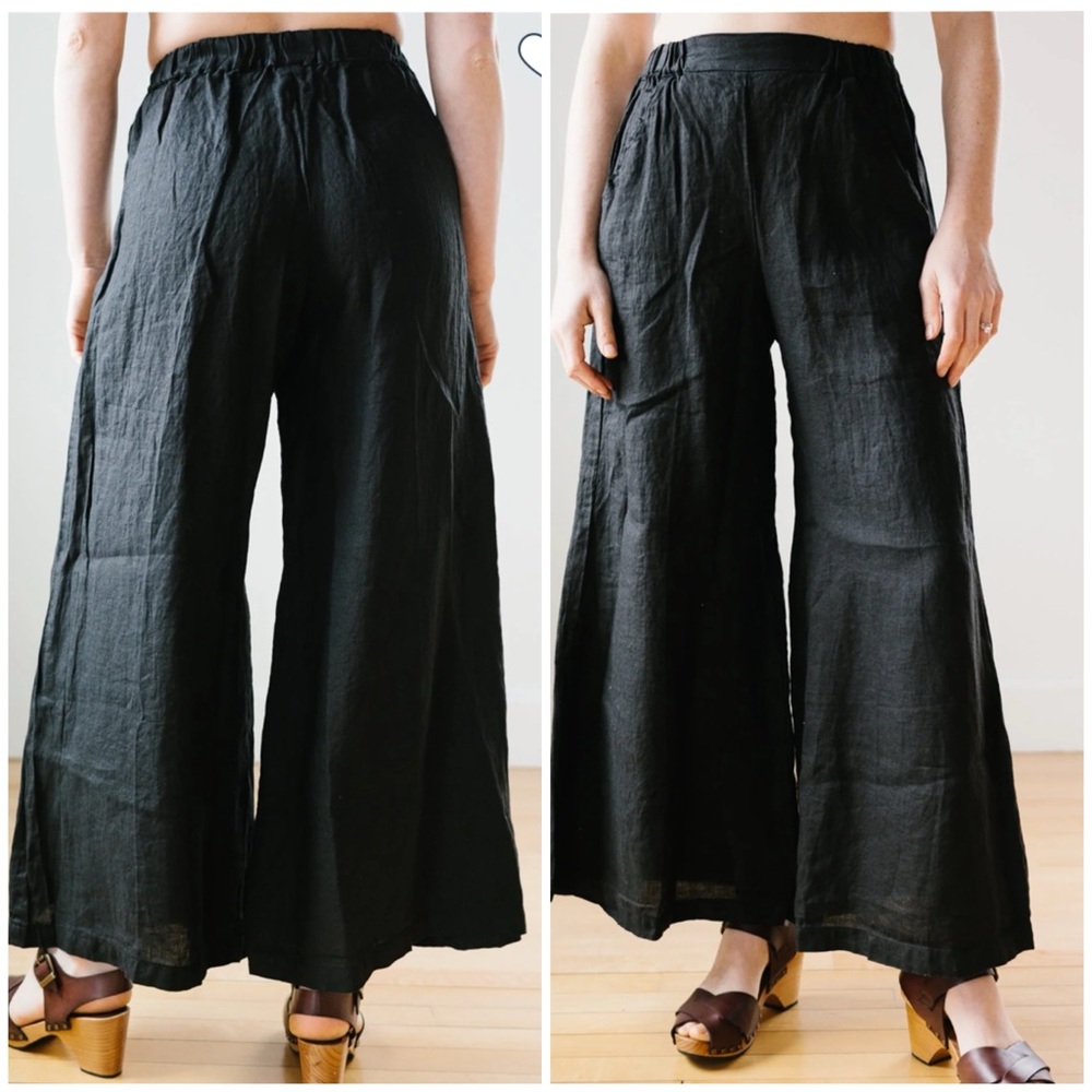 CP Shades Black Wide Leg Linen Pants